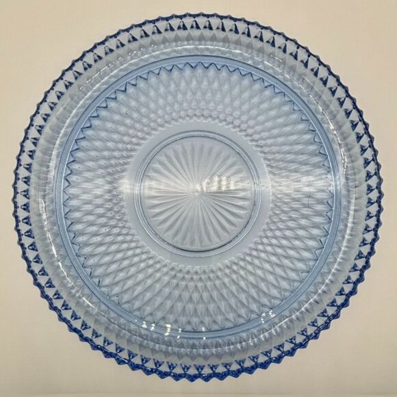 Vintage Indiana Glass Serving Platter 12 Inches Diamond Point Pattern Ice Blue~ - Picture 2 of 8